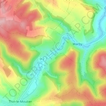 Mapa topográfico Gironval, altitud, relieve