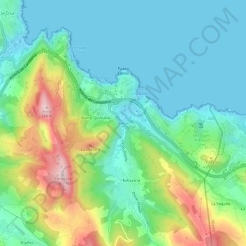 Mapa topográfico Ontón, altitud, relieve