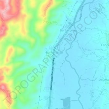 Mapa topográfico Bankerohan Sur, altitud, relieve