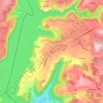 Mapa topográfico Veillac, altitud, relieve