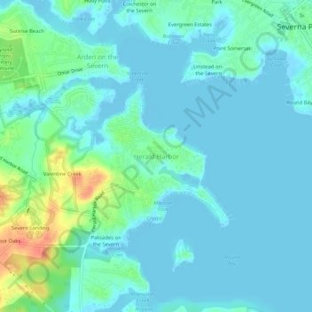 Mapa topográfico Herald Harbor, altitud, relieve