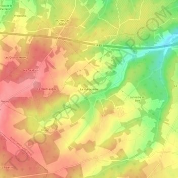 Mapa topográfico La Mahaudière, altitud, relieve
