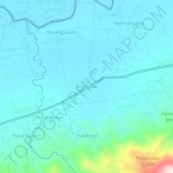 Mapa topográfico Brengkok, altitud, relieve