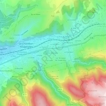 Mapa topográfico La Pouratte, altitud, relieve
