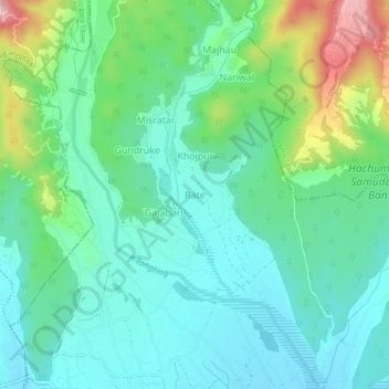 Mapa topográfico Rate, altitud, relieve