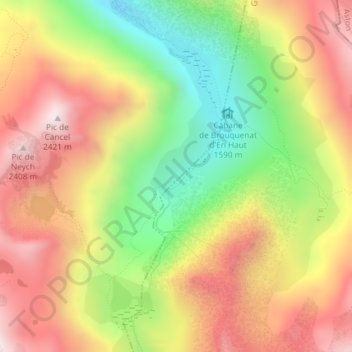 Mapa topográfico Jasse des Planes, altitud, relieve