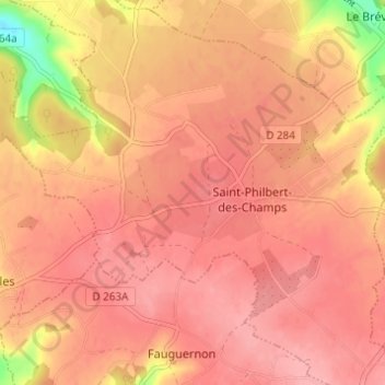 Mapa topográfico Les Châtaigniers, altitud, relieve