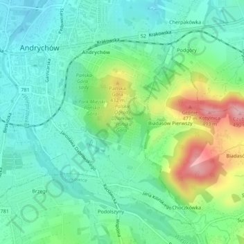 Mapa topográfico A63, altitud, relieve