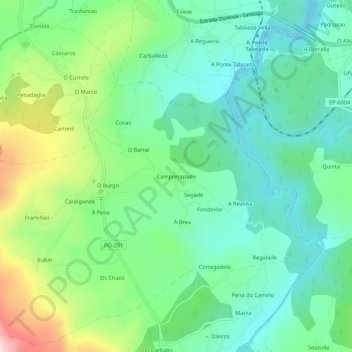 Mapa topográfico Camporrapado, altitud, relieve