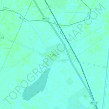 Mapa topográfico Kotwan, altitud, relieve