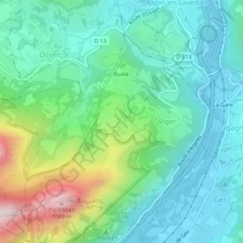 Mapa topográfico Lahore, altitud, relieve