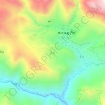 Mapa topográfico Yaha, altitud, relieve