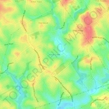 Mapa topográfico Marsh Creek, altitud, relieve