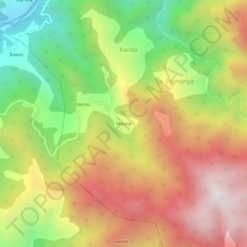Mapa topográfico Mauna, altitud, relieve