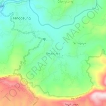 Mapa topográfico Kerta Jaya, altitud, relieve
