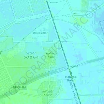 Mapa topográfico Holambi Kalan, altitud, relieve