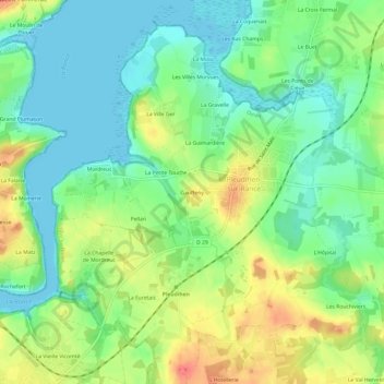 Mapa topográfico Gauffeny, altitud, relieve