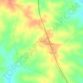 Mapa topográfico Karmatanr, altitud, relieve