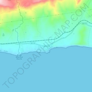 Mapa topográfico Falconara, altitud, relieve