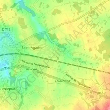Mapa topográfico Hent Meur, altitud, relieve