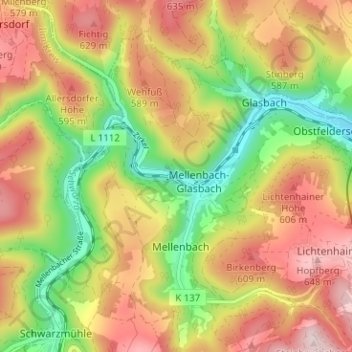 Mapa topográfico Blumenau, altitud, relieve