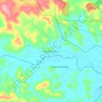 Mapa topográfico Engenho Ipojuca, altitud, relieve