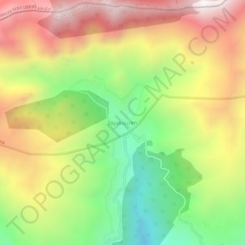 Mapa topográfico Iouakouren, altitud, relieve