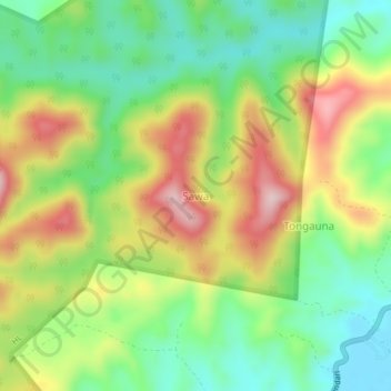 Mapa topográfico Sawa, altitud, relieve
