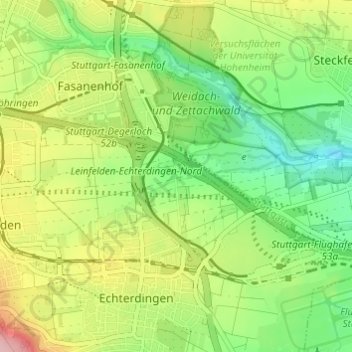 Mapa topográfico Hofstetten, altitud, relieve