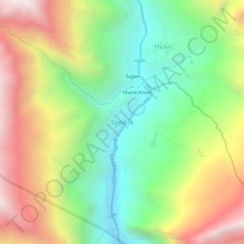 Mapa topográfico Sirdibas, altitud, relieve