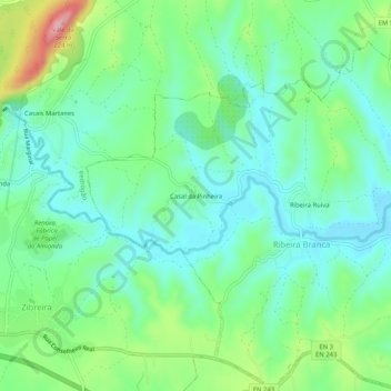 Mapa topográfico Casal da Pinheira, altitud, relieve