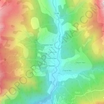 Mapa topográfico Chaumie, altitud, relieve