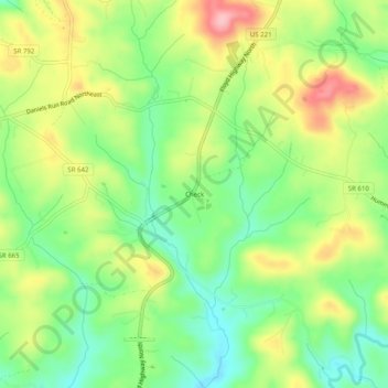 Mapa topográfico Check, altitud, relieve