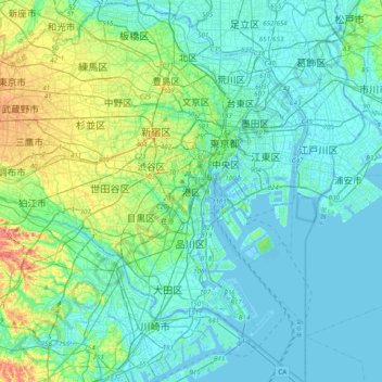 Mapa topográfico Minato, altitud, relieve