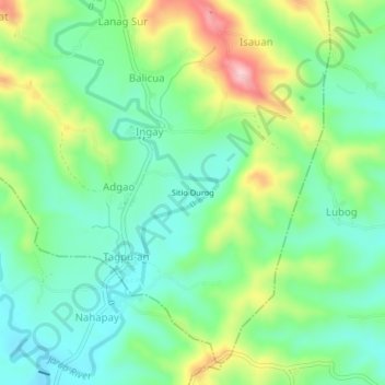 Mapa topográfico Sitio Durog, altitud, relieve
