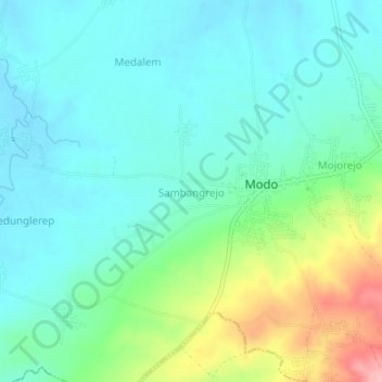 Mapa topográfico Sambangrejo, altitud, relieve