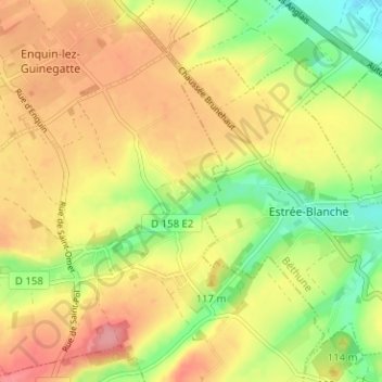 Mapa topográfico Serny, altitud, relieve