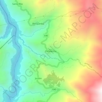 Mapa topográfico Pahuancay, altitud, relieve