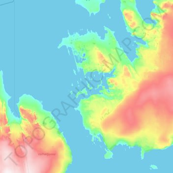 Mapa topográfico Nordre Russøya, altitud, relieve
