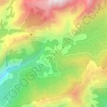 Mapa topográfico Paisolu d'Aïtone, altitud, relieve
