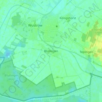 Mapa topográfico Blütlingen, altitud, relieve