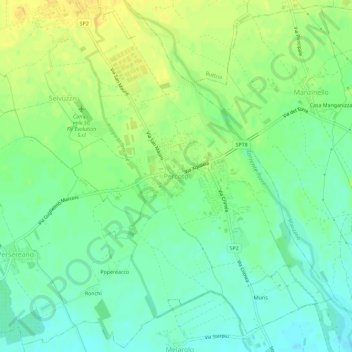 Mapa topográfico Percoto, altitud, relieve