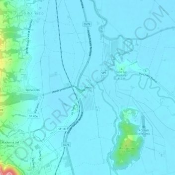Mapa topográfico Terria, altitud, relieve