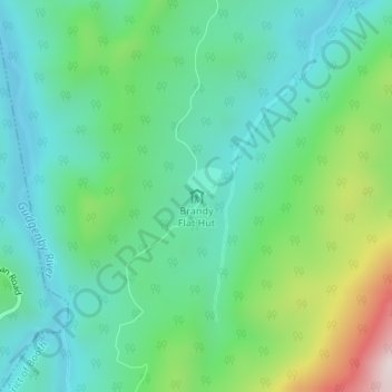 Mapa topográfico Brandy Flat Hut, altitud, relieve