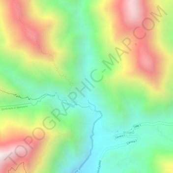Mapa topográfico El Manzano (2), altitud, relieve