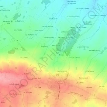 Mapa topográfico La Grande Touche, altitud, relieve