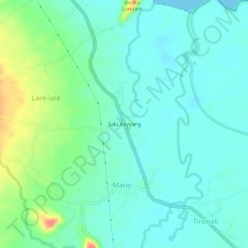 Mapa topográfico Salu Kayyang, altitud, relieve