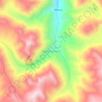 Mapa topográfico Quinhuaragra, altitud, relieve
