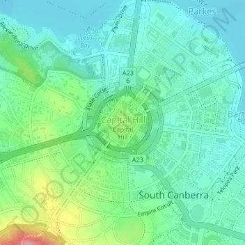 Mapa topográfico Capital Hill, altitud, relieve