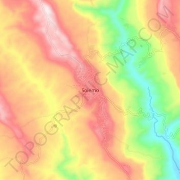 Mapa topográfico Solemo, altitud, relieve